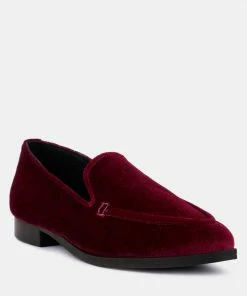 Rag & Co LUXE-LAP Burgundy Velvet Handcrafted Loafers