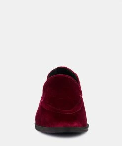 Rag & Co LUXE-LAP Burgundy Velvet Handcrafted Loafers