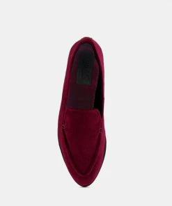 Rag & Co LUXE-LAP Burgundy Velvet Handcrafted Loafers