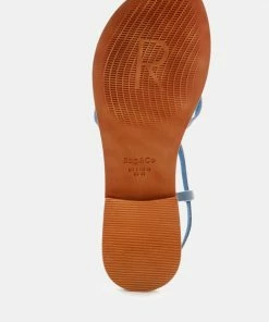 Rag & Co RITA Blue Strappy Flat Leather Sandals