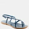 Rag & Co RITA Blue Strappy Flat Leather Sandals