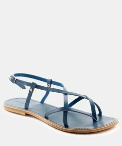 Rag & Co RITA Blue Strappy Flat Leather Sandals