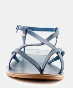 Rag & Co RITA Blue Strappy Flat Leather Sandals