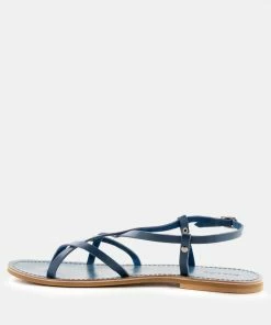 Rag & Co RITA Blue Strappy Flat Leather Sandals