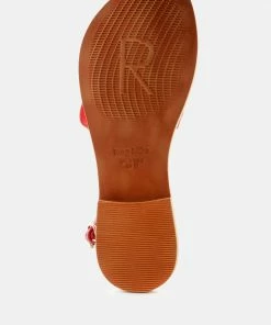 Rag & Co Flats RITA Red Strappy Flat Leather Sandals