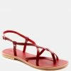 Rag & Co Flats RITA Red Strappy Flat Leather Sandals
