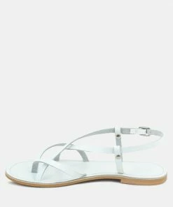Rag & Co Flats RITA White Strappy Flat Leather Sandals