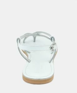 Rag & Co Flats RITA White Strappy Flat Leather Sandals