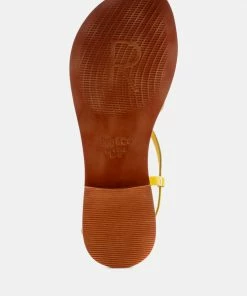 Rag & Co RITA Yellow Strappy Flat Leather Sandals Flats