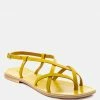 Rag & Co RITA Yellow Strappy Flat Leather Sandals Flats 1 Rag & Co RITA Yellow Strappy Flat Leather Sandals Flats