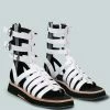 Rag & Co X ROBBIE Gladiator Square Toe Sandal In White