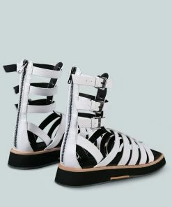Rag & Co X ROBBIE Gladiator Square Toe Sandal In White