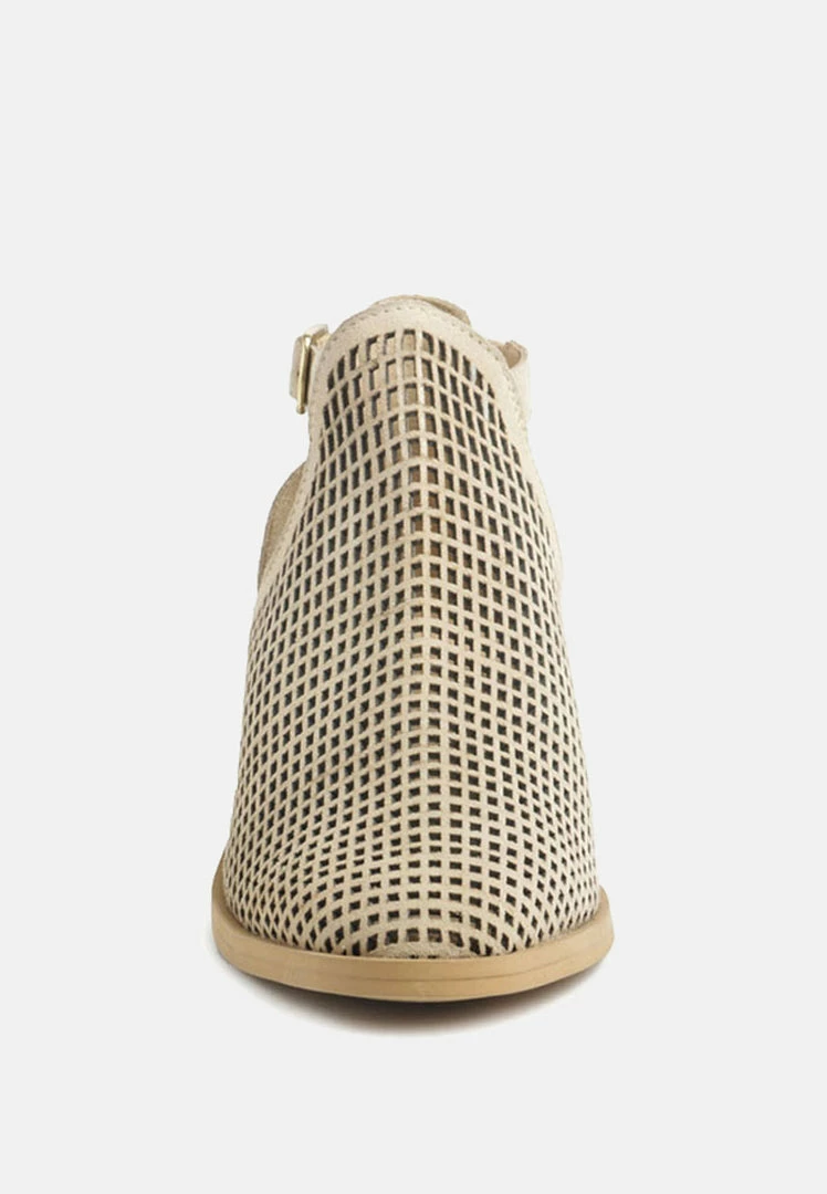 Rag & Co ROSALYN Beige Block Heeled Cut-Out Sandal Sandals 5 Rag & Co ROSALYN Beige Block Heeled Cut-Out Sandal Sandals