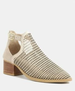 Rag & Co ROSALYN Beige Block Heeled Cut-Out Sandal Sandals