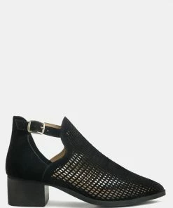 Rag & Co ROSALYN Black Block Heeled Cut-Out Sandal Sandals