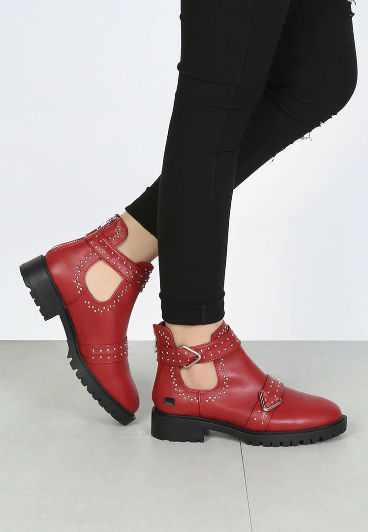 Rag & Co KYLIE Ankle Boot In Red 9 Rag & Co KYLIE Ankle Boot In Red