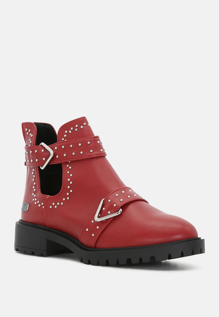 Rag & Co KYLIE Ankle Boot In Red 3 Rag & Co KYLIE Ankle Boot In Red