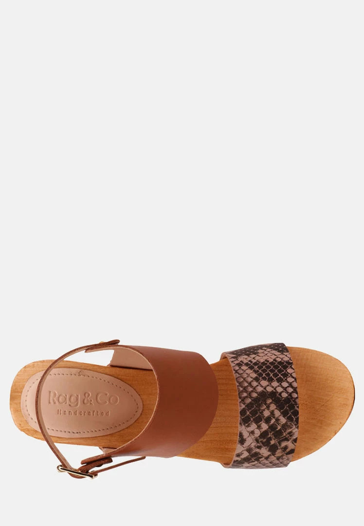 Rag & Co SAMARA Tan Printed Leather Strap Sandal 8 Rag & Co SAMARA Tan Printed Leather Strap Sandal