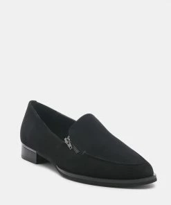 Rag & Co SARA Black Suede Slip-on Loafers