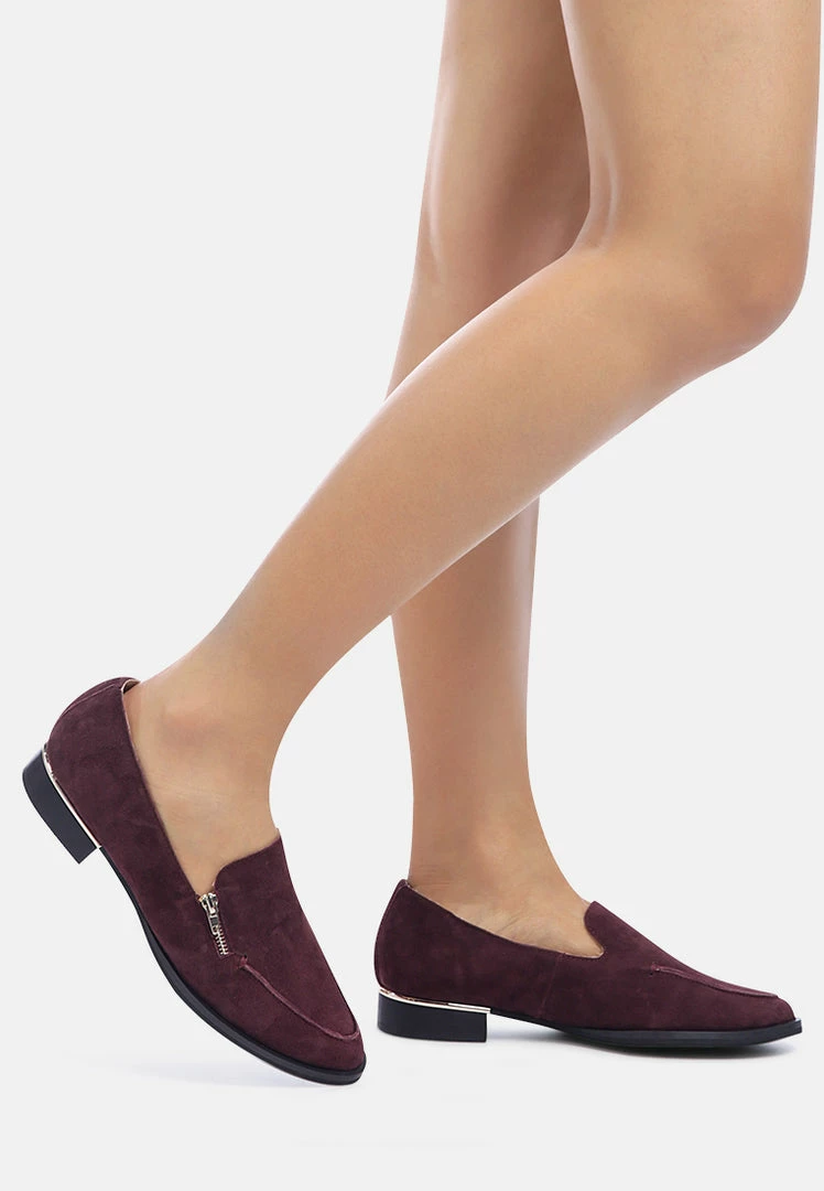 Rag & Co Loafers & Ballerinas SARA Burgundy Suede Slip-on Loafers 9 Rag & Co Loafers & Ballerinas SARA Burgundy Suede Slip-on Loafers