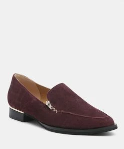 Rag & Co Loafers & Ballerinas SARA Burgundy Suede Slip-on Loafers