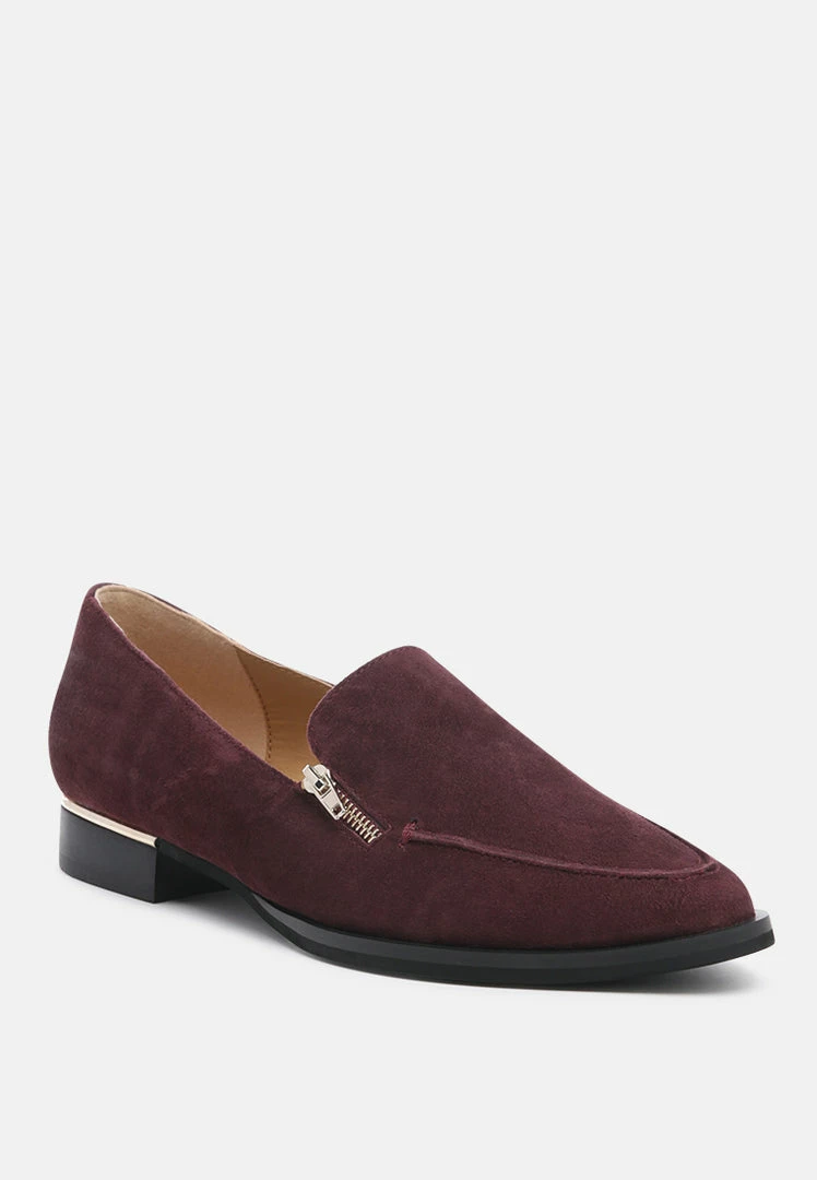 Rag & Co Loafers & Ballerinas SARA Burgundy Suede Slip-on Loafers 3 Rag & Co Loafers & Ballerinas SARA Burgundy Suede Slip-on Loafers