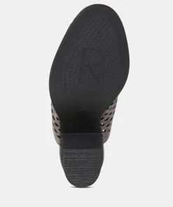 Rag & Co SIA Stacked Heel Laser-Cut Mules 14 Rag & Co SIA Stacked Heel Laser-Cut Mules