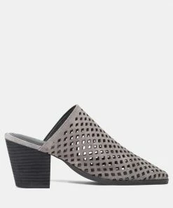 Rag & Co SIA Stacked Heel Laser-Cut Mules