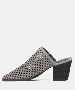 Rag & Co SIA Stacked Heel Laser-Cut Mules 12 Rag & Co SIA Stacked Heel Laser-Cut Mules