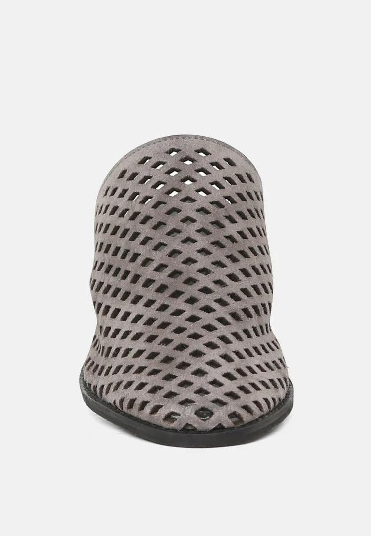 Rag & Co SIA Stacked Heel Laser-Cut Mules 5 Rag & Co SIA Stacked Heel Laser-Cut Mules