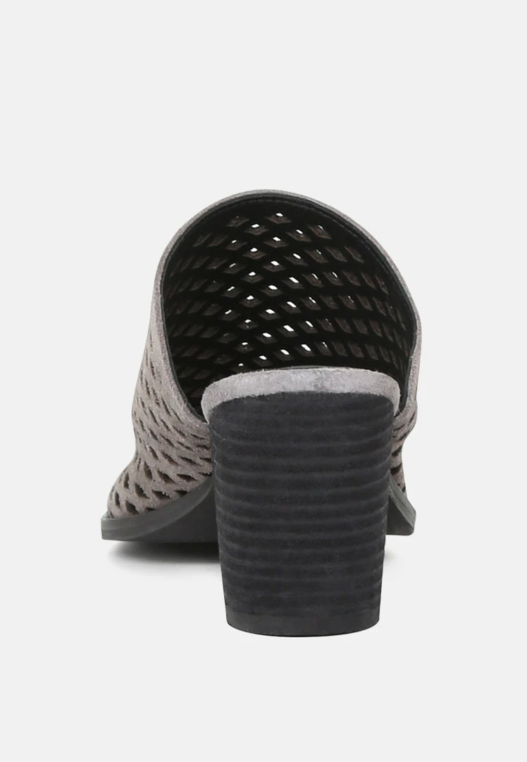 Rag & Co SIA Stacked Heel Laser-Cut Mules 7 Rag & Co SIA Stacked Heel Laser-Cut Mules