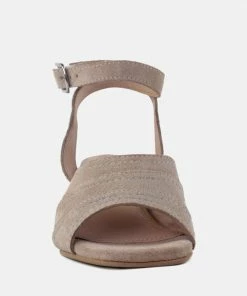 Rag & Co SIGRID Fine Suede Block Heeled Sandal In Nude