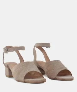 Rag & Co SIGRID Fine Suede Block Heeled Sandal In Nude