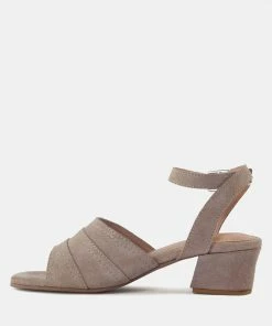 Rag & Co SIGRID Fine Suede Block Heeled Sandal In Nude
