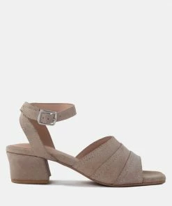 Rag & Co SIGRID Fine Suede Block Heeled Sandal In Nude