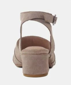 Rag & Co SIGRID Fine Suede Block Heeled Sandal In Nude