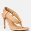 Rag & Co SINGLES Beige High Heeled Thong Sandals 2 Rag & Co SINGLES Beige High Heeled Thong Sandals