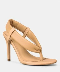 Rag & Co SINGLES Beige High Heeled Thong Sandals