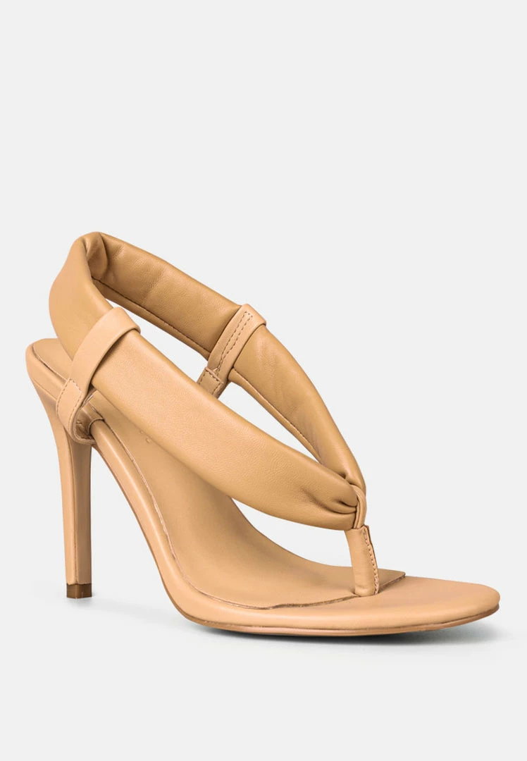 Rag & Co SINGLES Beige High Heeled Thong Sandals 3 Rag & Co SINGLES Beige High Heeled Thong Sandals