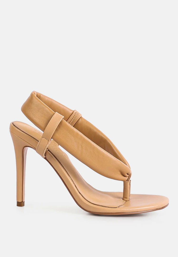 Rag & Co SINGLES Beige High Heeled Thong Sandals 4 Rag & Co SINGLES Beige High Heeled Thong Sandals
