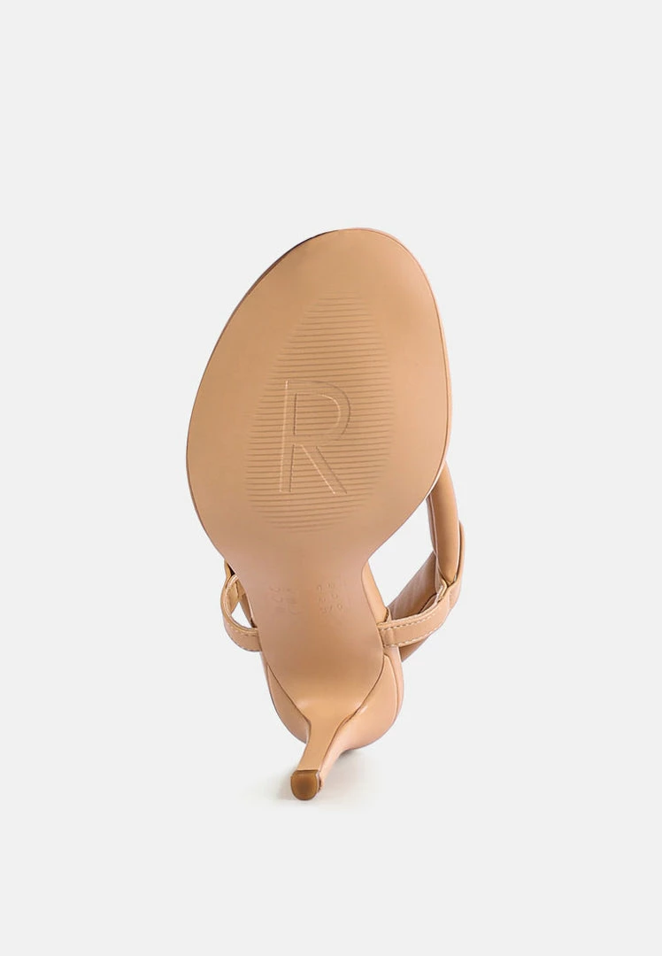 Rag & Co SINGLES Beige High Heeled Thong Sandals 9 Rag & Co SINGLES Beige High Heeled Thong Sandals