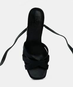 Rag & Co SPLITSOUL Black Lace Up High Platform Sandal Sandals