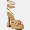 Rag & Co Sandals SPLITSOUL Nude Lace Up High Platform Sandal
