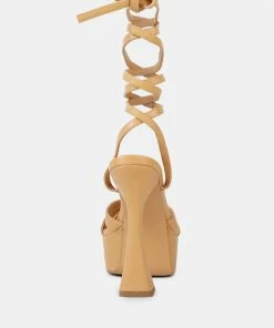 Rag & Co Sandals SPLITSOUL Nude Lace Up High Platform Sandal