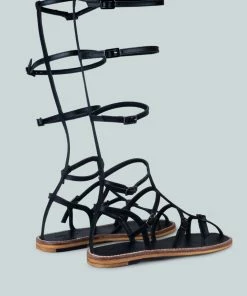 Rag & Co X STREEP Strappy Knee High Gladiator Sandal In Black 8 Rag & Co X STREEP Strappy Knee High Gladiator Sandal In Black