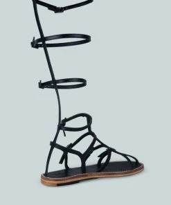 Rag & Co X STREEP Strappy Knee High Gladiator Sandal In Black 9 Rag & Co X STREEP Strappy Knee High Gladiator Sandal In Black