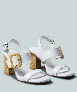 Rag & Co X Sandals SWIFT Big Buckle Leather Slingback Sandal In White