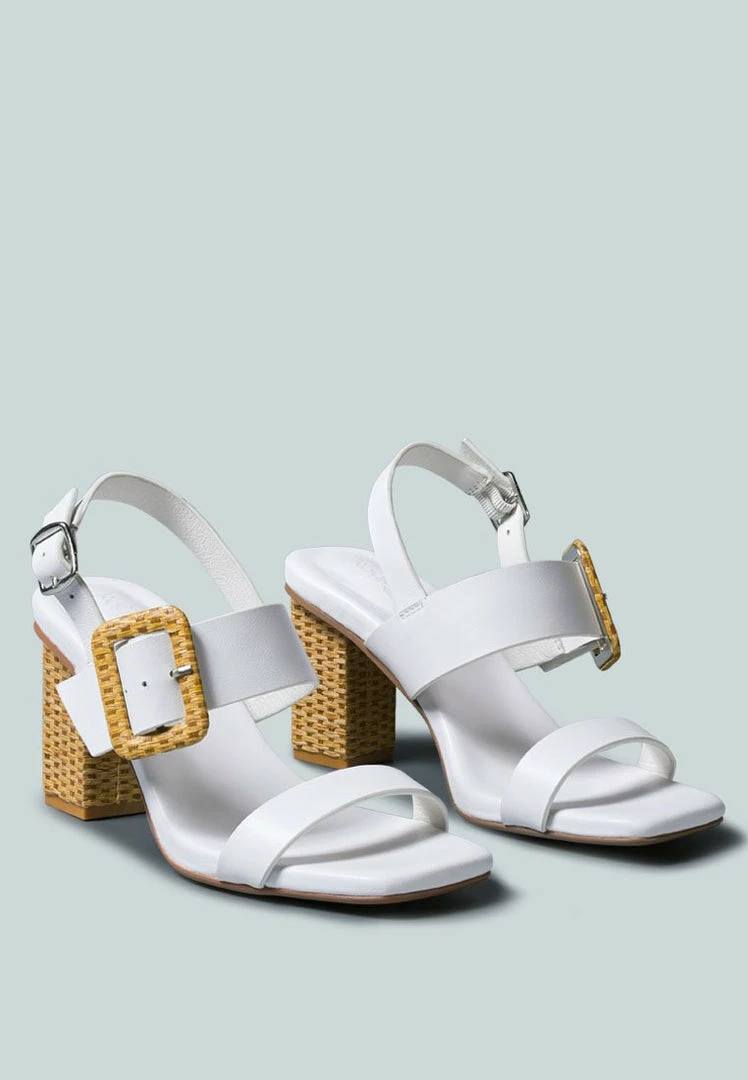 Rag & Co X Sandals SWIFT Big Buckle Leather Slingback Sandal In White 4 Rag & Co X Sandals SWIFT Big Buckle Leather Slingback Sandal In White