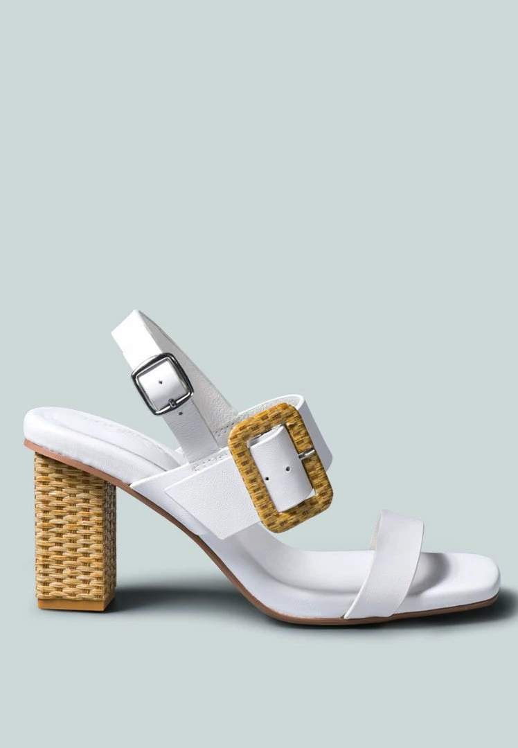 Rag & Co X Sandals SWIFT Big Buckle Leather Slingback Sandal In White 7 Rag & Co X Sandals SWIFT Big Buckle Leather Slingback Sandal In White