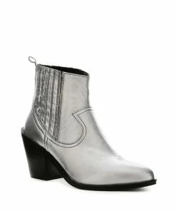 Rag & Co RAYNA Silver Metallic Leather Boots